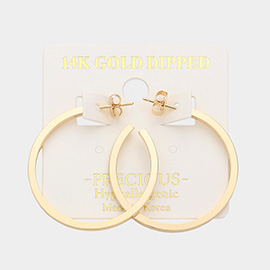 14K Gold Dipped 1.3 Inch Metal Hoop Earrings