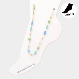 Faceted Teardrop Beaded Anklet