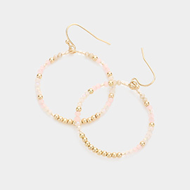 Metal Ball Faceted Beaded Open Circle Dangle Earrings