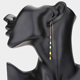 Faceted Teardrop Bead Link Linear Threader Earrings