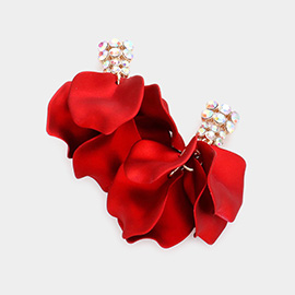 Colored Petal Cluster Dangle Earrings