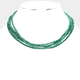 Faceted Beaded Multi Layered Necklace