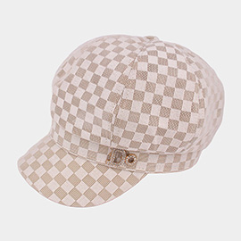 Do Message Checkerboard Patterned Mesh Newsboy Hat