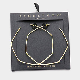 Secret Box _ 14K Gold Dipped Metal Hexagon Hoop Earrings