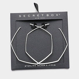 Secret Box _ Sterling Silver Dipped Metal Hexagon Hoop Earrings