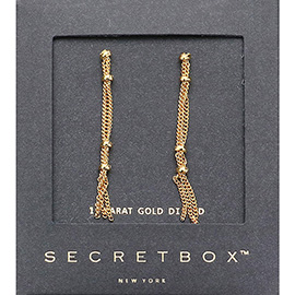 Secret Box_14K Gold Dipped Metal Chain Linear Dangle Earrings