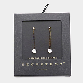 Secret Box _ 14K Gold Dipped Stone Pointed Linear Dangle Earrings