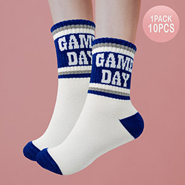 10Pairs - Game Day Message Color Block Socks