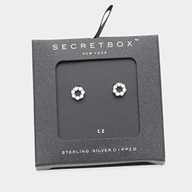 Secret Box _ Sterling Silver Dipped CZ Open Circle Stud Earrings