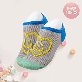 10Pairs - Heart Smile Printed Socks