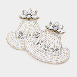Bridal Message Beaded Cowboy Hat Earrings