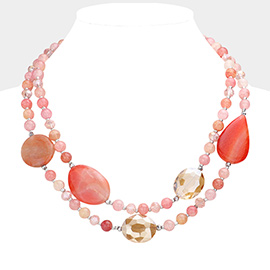 Geometric Bead Accented Double Layered Necklace