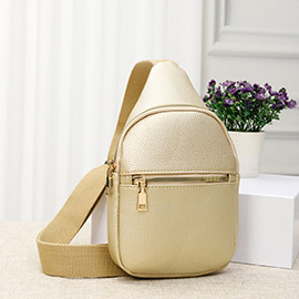 Solid Faux Leather Sling Bag / Fanny Pack / Belt Bag
