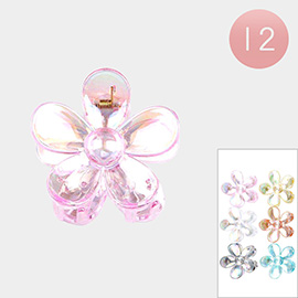 12PCS - Solid Lucite Flower Hair Claw Clips