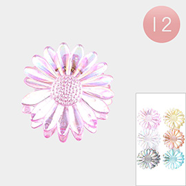 12PCS - Solid Lucite Flower Hair Claw Clips