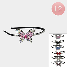 12PCS - Bling Butterfly Headbands