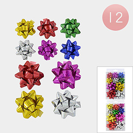 12 Set of 10 - Glittered Gift Bow Decorations