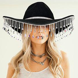 Stone Fringe Party Panama Cowboy Hat