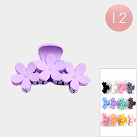 12PCS - Solid Triple Flower Hair Claw Clips
