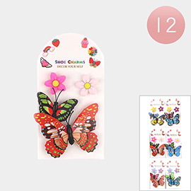 12 Set of 4 - Flower Butterfly Shoe Deco Charms