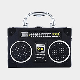 Retro Radio Shaped Box Clutch Crossbody Bag With Top Handle