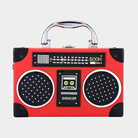 Retro Radio Shaped Box Clutch Crossbody Bag With Top Handle