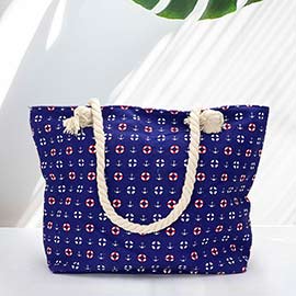 Anchor Patterned Beach Tote Bag