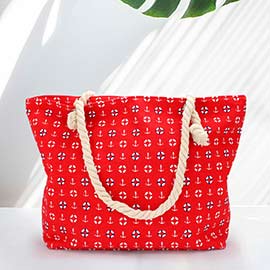 Anchor Patterned Beach Tote Bag