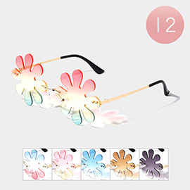 Flower Ombre Rimless Sunglasses