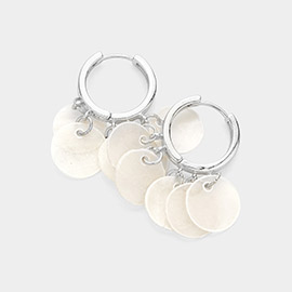 Mother of Pearl Link Huggie Hoop Earrings