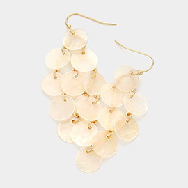 Mother of Pearl Cluster Vine Link Dangle Earrings