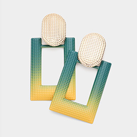Ombre Two Tone Colored Open Rectangle Link Dangle Earrings