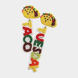 Felt Back Seed Beaded Taco Tuesday Message Link Dangle Earrings