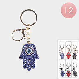 12PCS - Evil Eye Pointed Hamsa Hand Keychains