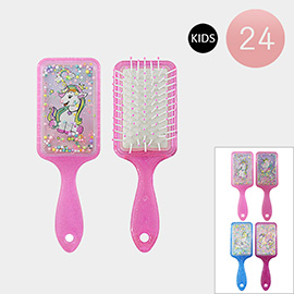 24PCS - Unicorn Printed Kids Hair Brushes