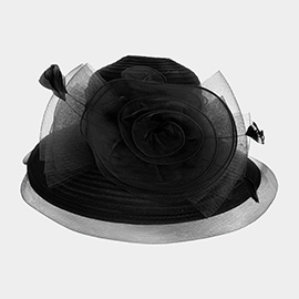 Satin Braid Mesh Flower Dressy Hat