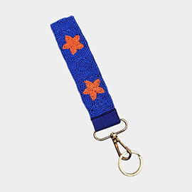 Seed Beaded Star Keychain Wristlet Strap