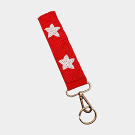Seed Beaded Star Keychain Wristlet Strap