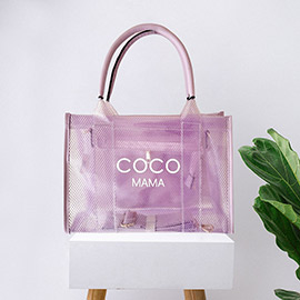 Coco Mama Printed Transparent Tote / Crossbody Bag