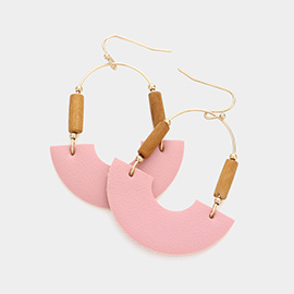 Faux Leather Accented Link Dangle Earrings