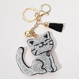 Bling Cat Tassel Keychain