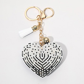 Bling Heart Tassel Keychain