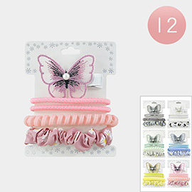 12 Set of 5 - Butterfly Alligator Hair Clip and Hair Bands Set