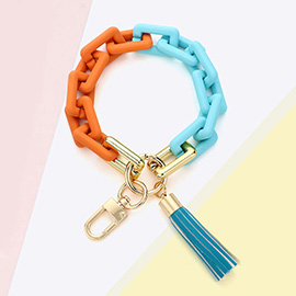 Tassel Charm Open Rectangle Link Keychain / Bracelet