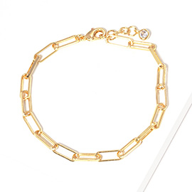 Gold Dipped Open Metal Oval Link Bracelet