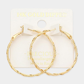 14K Gold Dipped Twisted Metal Hoop Earrings