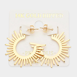 14K Gold Dipped Geometric Metal Hoop Earrings