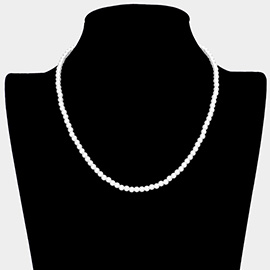 White Gold Dipped Brass Metal 4mm Pearl Necklace