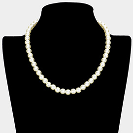 Gold Dipped Brass Metal 8mm Pearl Necklace