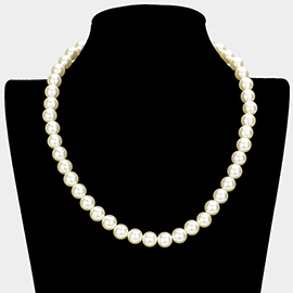 Gold Dipped Brass Metal 10mm Pearl Necklace